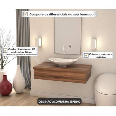 Imagem de Conjunto Bancada para Banheiro 80cm com Cuba Canoa L45 800w Metrópole Compace