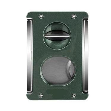 Imagem de JDIME Cortador em V de charuto metal perfurador de luxo faca de uso duplo acessório para fumar caixa de presente (verde)