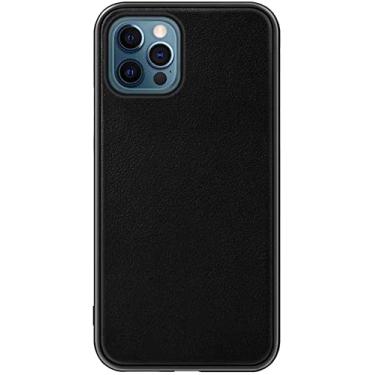 Imagem de MAALYA Capa de telefone traseira de couro com suporte de cartão oculto, para Apple iPhone 12 Pro (2020) 6,1 polegadas All-Inclusive Capa de telefone de transporte de carro à prova de choque (Cor: Preto)