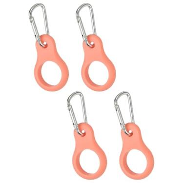 Imagem de YELARXI Clipe de garrafa de água, suporte de silicone para garrafa de água com clipe de fivela para pendurar porta-chaves para acampamento ao ar livre, caminhadas, viagens (pacote com 4, laranja)