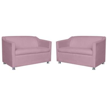 Imagem de Kit 02 Namoradeira Decorativa Tilla Pés Cromados Suede Lilás - DS Esto