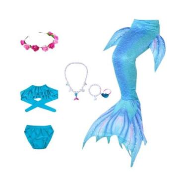 Imagem de Fantasia De Cauda De Sereia Para Meninas, Tecido Altamente Elástico E 