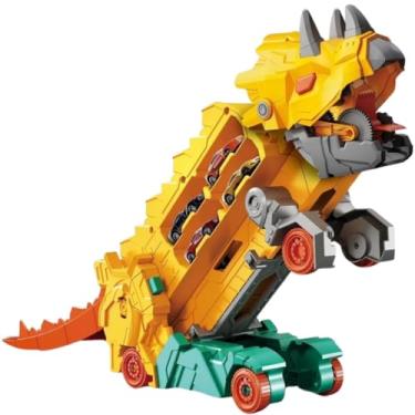 Imagem de Caminhão Transportador Dinossauro T-Rex: Brinquedo Infantil com Pista de Corrida e Carrinhos