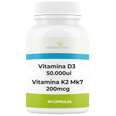 Imagem de Vitamina D3 50.000UI Com K2 Mk7 200mcg – 90 Cápsulas - Suplemento Alimentar