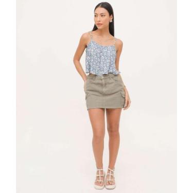 Imagem de Mini Saia Sarja Feminina Cargo-21015 - Mckinny, Verde, 42