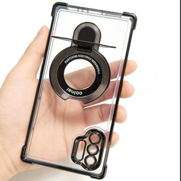 Imagem de Buliangren Capa compatível com Samsung Galaxy S24 Plus, capa macia robusta protetora com suporte de anel, capa de telefone transparente para Samsung S24 Plus, preta