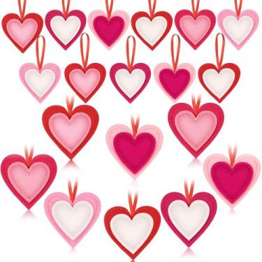 Imagem de 24 Enfeites de Natal em Feltro em Formato de Coração - Estilo Elegante