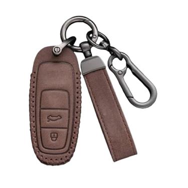 Imagem de Capa de couro genuíno para chave, compatível com audi a4l q8 q3 q2l a5 a8l a6l q5l q7 tt a3, acessórios de capa de carro(D-Brown)