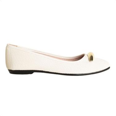 Imagem de Sapatilha Feminino Bico Quadrado Moleca, Branco off, 35