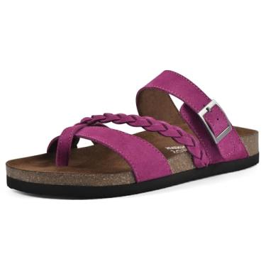 Imagem de WHITE MOUNTAIN Sandália feminina Hazy Signature confortável moldada trançada com palmilha, Chuva roxa/camurça, 9