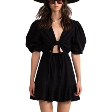 Imagem de Gottex Minivestido Beach Life Resort com detalhe de laço frontal, saída de banho para mulheres, elegante e versátil essencial para o verão, Preto, G