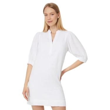 Imagem de Lilly Pulitzer Mialeigh manga cotovelo feminino linho, Resort branco, 7
