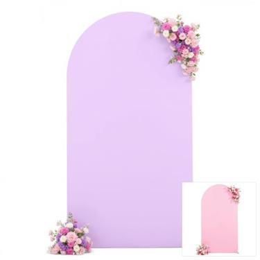 Imagem de Capa de arco rosa roxa de 1,8 m com elástico e elastano para chá de bebê, meninas, festa de aniversário, chá de noiva, balão, suporte de arco, decoração de banquete, foto de fundo