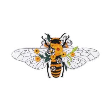 Imagem de Emblema Bordado De Abelha Fofo Para Aplicar Com Ferro, Distintivo Moti