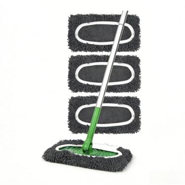 Imagem de Almofadas de esfregão de microfibra reutilizáveis, 3 peças de substituição compatíveis com esfregão Swiffer, refis e panos laváveis para limpeza de piso de madeira (cinza)