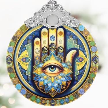 Imagem de Enfeites de Natal, decoração de Natal de vitral de 7,6 cm, enfeites de árvore de Natal, presentes de Natal, ideia de presente exclusiva, perfeito para janela, árvore, decoração de casa - Mão Guardiã