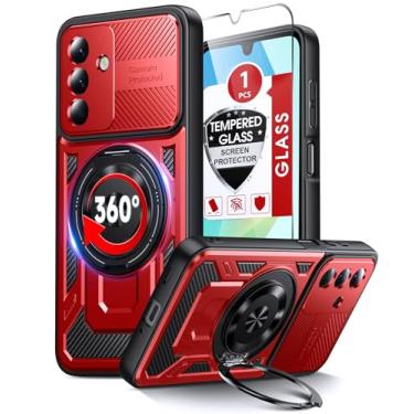 Imagem de LeYi Capa para celular Samsung Galaxy A16-5G: com protetor de tela de vidro, [Fit Magsafe] Capa de celular Android robusta à prova de choque de grau militar com suporte de anel invisível Samsung 16A