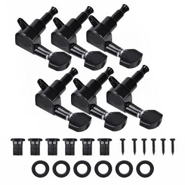 Imagem de Generic 3L3R Guitar Tuning Pegs Tuners Cabeças de Máquina de Liga de Zinco para Guitarra Preta, Evita Ferrugem, Sem Afrouxamento de Cordas, Afinação Rápida e Precisa, Equipamento Interno de, para