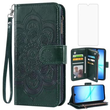 Imagem de Asuwish Capa de telefone para Samsung Galaxy A17 5G capa carteira com protetor de tela de vidro temperado e flor couro PU flip porta-cartão de crédito suporte acessórios de celular TPU A 17 17A 4G