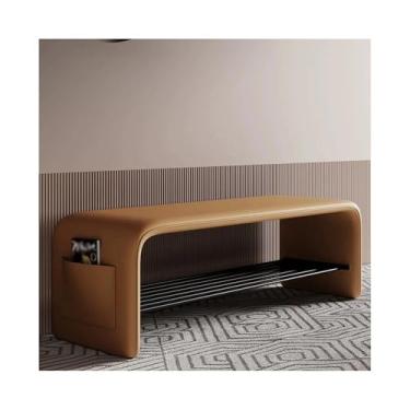 Imagem de KEG801302 Banqueta moderna para troca de sapatos, armário de sapatos, banco de duas finalidades, banco de cabeceira simples para sentar decorativo (laranja, pequeno)