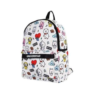 Imagem de Mochila De Costa Branca Escolar Personagens Bt21 K Pop