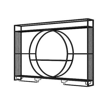 Imagem de Prateleiras de vinho, rack de vinho montado na parede, rack de exibição moderno de bebidas de vinho, rack de armazenamento de taças de champanhe, suporte de exibição, suporte de garrafa de ferro