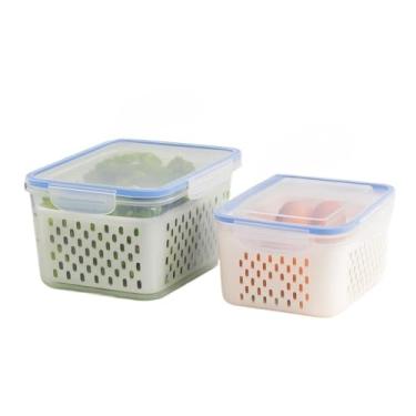 Imagem de Kit Potes Organizadores Herméticos para Geladeira 850ml 1750ml 3300ml – Organizador de Geladeira Multiuso para Alimentos e Verduras(KIT 2 - Pote M + Pote G)