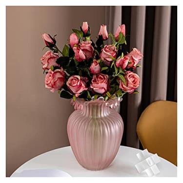 Imagem de Vaso de vidro criativo moderno, onda fosca, listras abstratas, garrafa transparente, arranjo de flores, hidropônica, vaso de flores, peças centrais de decoração de casa (médio)