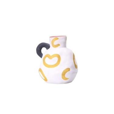 Imagem de Arranjo de vaso de cerâmica redondo moderno e bonito arranjo de flores para sala de estar