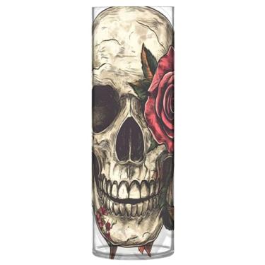 Imagem de Qilmy Vaso de caveira rosa para flores, vaso de belas artes, decoração de casa para escritório, sala de jantar, sala de estar, casamento313