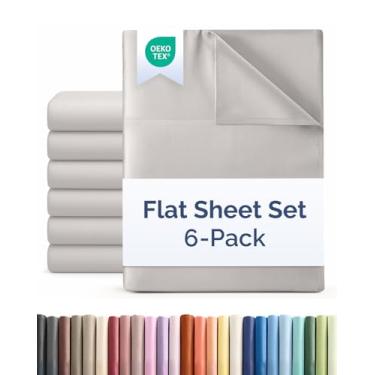 Imagem de Lençol de cima tamanho casal – Pacote com 6 lençóis de cima apenas – ultramacio, confortável, respirável e refrescante – qualidade de hotel e não amassa – roupa de cama fácil de cuidar, resistente a
