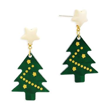 Imagem de Frigotine Brincos de Natal para mulheres, acessórios de acrílico leve, pingente de pingente, brincos de gota, festivais de inverno, joias modernas., Latão, Sem pedra preciosa