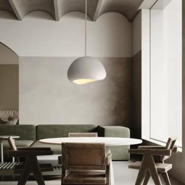 Imagem de Lustres modernos de bom gosto para sala de jantar, luminária pendente criativa em resina, soquete E27, altura ajustável, para sala de estar, cozinha, quarto, hall de entrada (branco, 30).