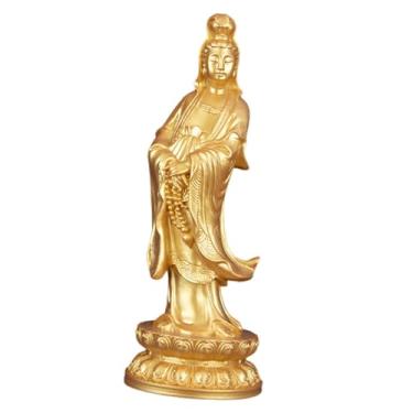 Imagem de Generic Estátua de Guan Yin, ornamento chinês, decoração, escultura de Buda feminino, Feng Shui para estante, mesa, armário, lareira, quarto, Ouro