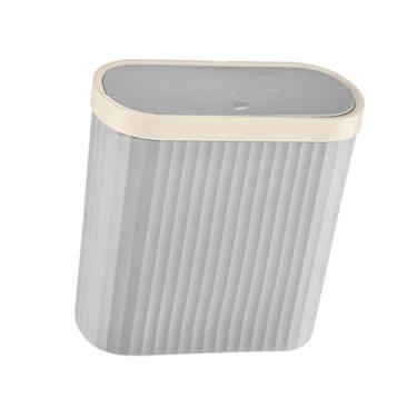 Imagem de Ｂｅｓｇａ Lixeira de banheiro, recipiente de lixo, grande capacidade, tampa articulada, cesta de lixo para estudo, casa, solário, lavanderia, Grey S