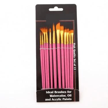 Imagem de Conjunto de pincéis tinta acrílica 12 náilon para pintura e aquarela kits profissionais uso geral artistas alunos adolescentes versáteis óleo gouache corpo unhas rosto miniaturas modelos cerâmica arte