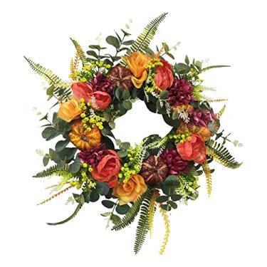 Imagem de Guirlanda de Outono 18 Polegadas Festival Colheita Ação Graças com Abóbora Flor Folha Artificial para Decoração Porta da Frente em Casa Campo Interior