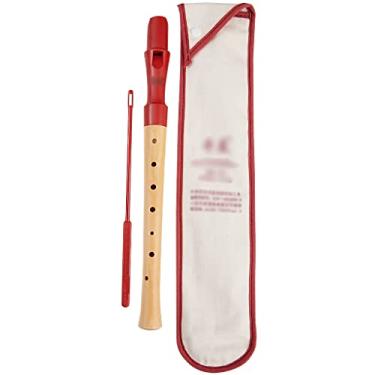 Imagem de Gravadores Bocal de resina ABS, gravador soprano, corpo de piano de madeira, gravadores alemães, instrumento de flauta escolar de 8 furos, com bolsa de armazenamento + livro didático (Cor: B, Tamanho