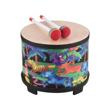 Imagem de Instrumento de Percussão Bateria Tambores Piso 8 Polegadas com 2 Baquetas Musical para Aniversário