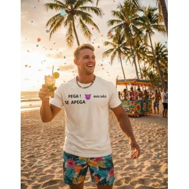 Imagem de Camiseta Masculina 100% Algodão Carnaval Engraçada Frases Pega mas não