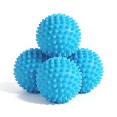 Imagem de 4 peças de bolas de lavanderia, bolas de esfregar reutilizáveis para máquina de lavar, reduzindo rugas de roupas, melhor limpeza (azul)