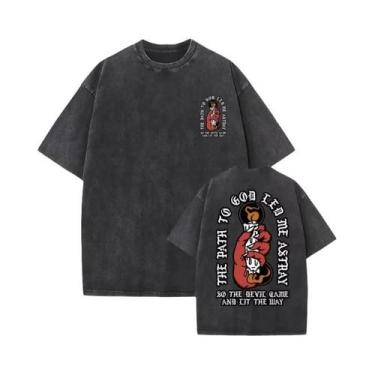 Imagem de Camiseta Gráfica Vintage Lavada Com Estampa Bad Omens Para Homens E Mu
