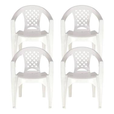 Imagem de Kit 4 Cadeiras Tramontina Iguape Com Braços Empilhável Branco