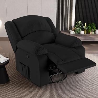 Imagem de Poltrona do Papai Reclinável Sala de Cinema Madrid Glider Manual Giratória USB PU Preto  G23