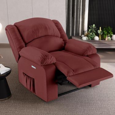 Imagem de Poltrona do Papai Reclinável Sala de Cinema Madrid Elétrica Touch Massagem USB PU Vermelho  G23