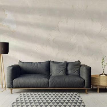 Imagem de Papel de Parede PREMIUM Bordado Bege Autocolante Texturizado Rolo 5m x 45cm Sala Quarto