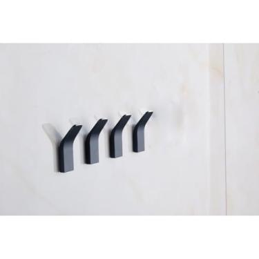 Imagem de Conjunto de ganchos de parede para toalhas, roupas e bolsas, suporte para toalhas, cabide adesivo para roupas.(4,Preto)