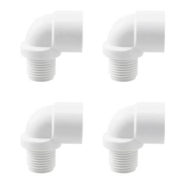 Imagem de HJGarden 4 peças rosca fêmea para macho de 1/2 polegada acoplador de cotovelo de 90 graus acessórios de tubo de PVC branco para sistemas de irrigação subterrâneos conexões de tubo de piscina