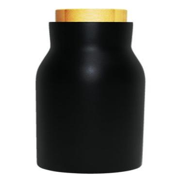 Imagem de Garrafa Térmica Preta Com Tampa De Bambu 500ml