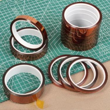 Imagem de DJAPWPX Poliimida resistente ao calor de alta temperatura com adesivo de silicone, 1/8 1/4 2/5 1/2 25/32 2.5 cm, filme para mascarar eletrônicos de solda (12 peças)